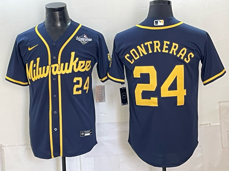 Men Milwaukee Brewers #24 Contreras blue Nike 2026 World Series MLB jersey 102308->milwaukee brewers->MLB Jersey